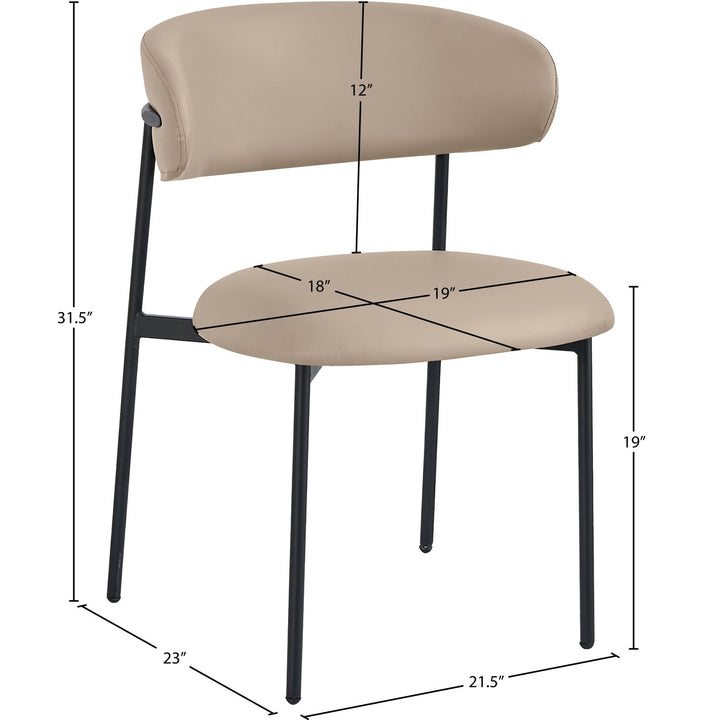 Lupita Vegan Leather Upholstered Dining Chair — Taupe / Matte Black