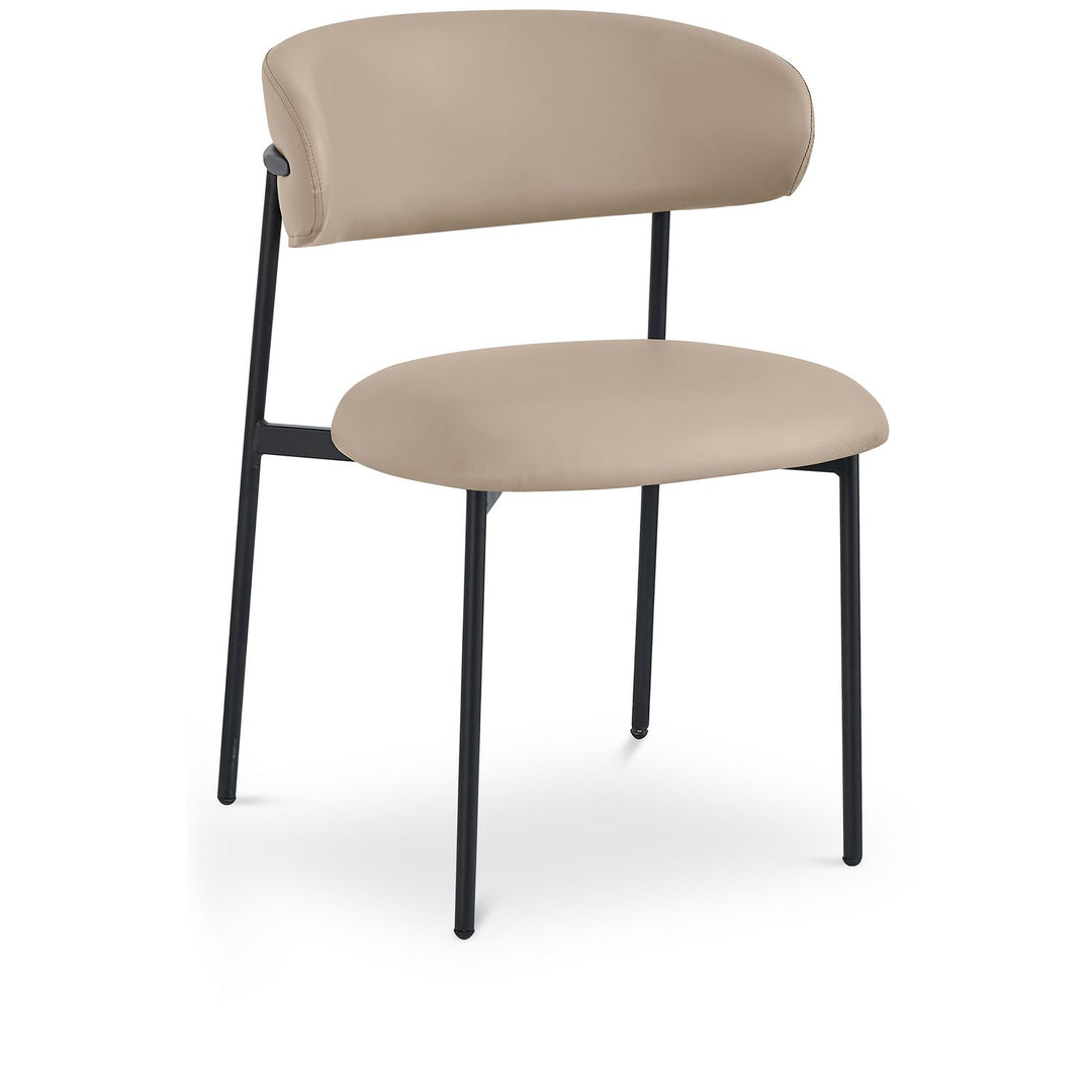Lupita Vegan Leather Upholstered Dining Chair — Taupe / Matte Black