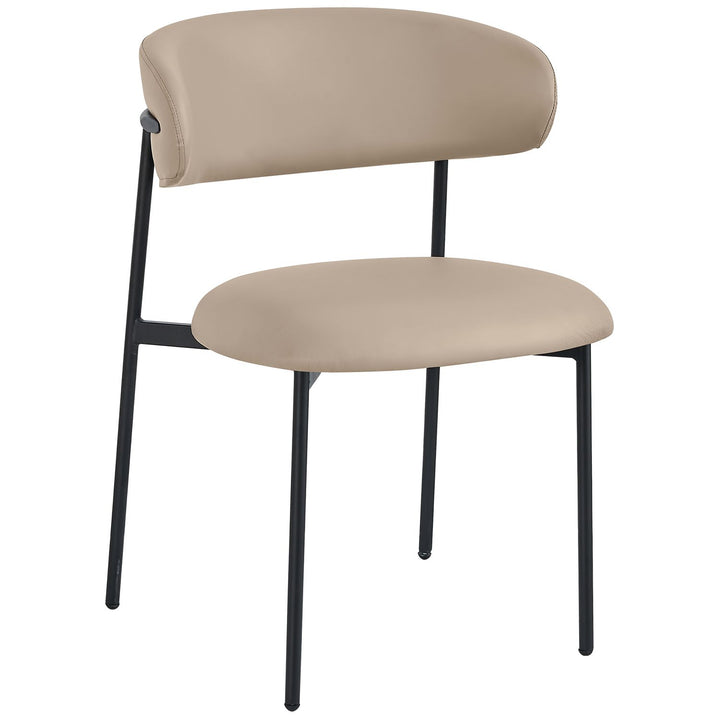 Lupita Vegan Leather Upholstered Dining Chair — Taupe / Matte Black