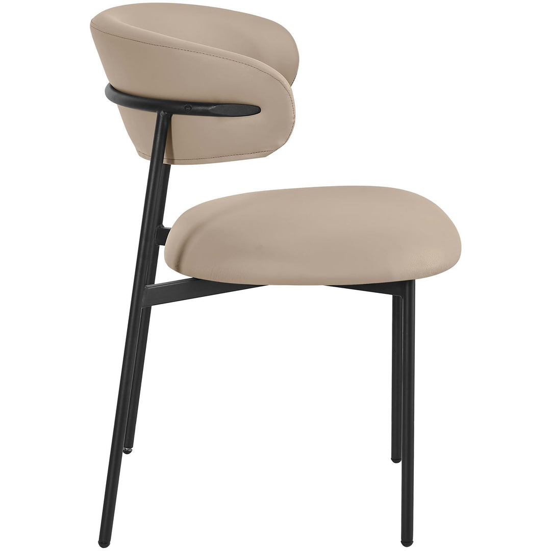Lupita Vegan Leather Upholstered Dining Chair — Taupe / Matte Black