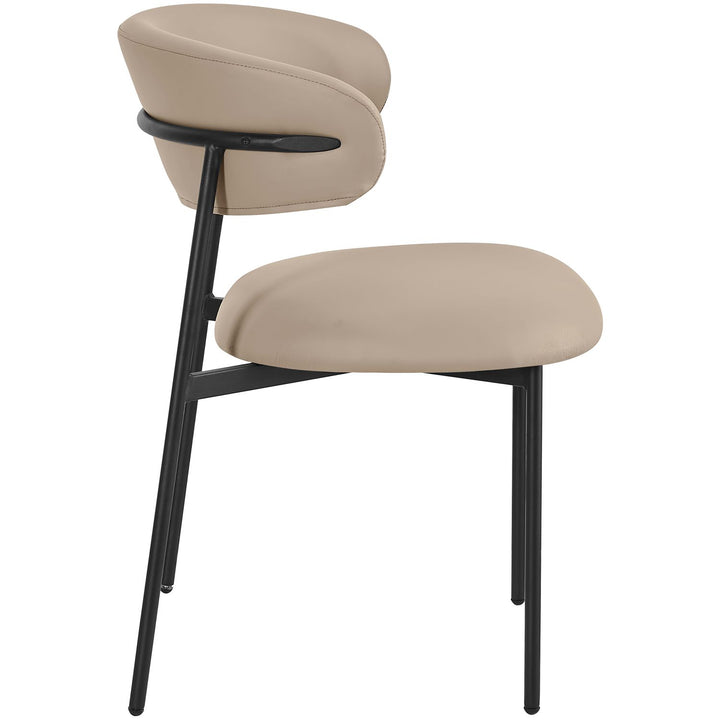 Lupita Vegan Leather Upholstered Dining Chair — Taupe / Matte Black