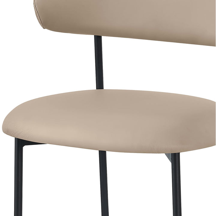Lupita Vegan Leather Upholstered Dining Chair — Taupe / Matte Black