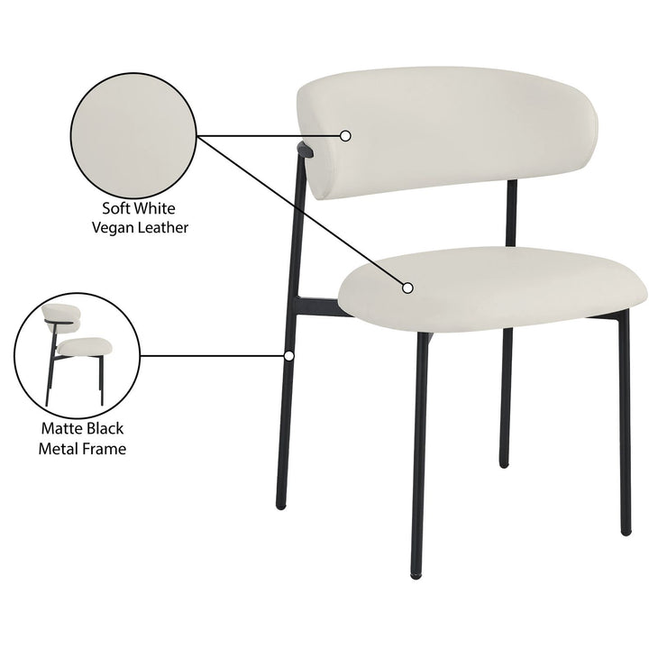 Lupita Vegan Leather Upholstered Dining Chair — Off-White / Matte Black