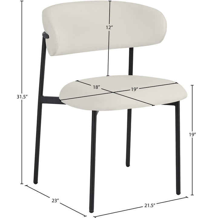 Lupita Vegan Leather Upholstered Dining Chair — Off-White / Matte Black