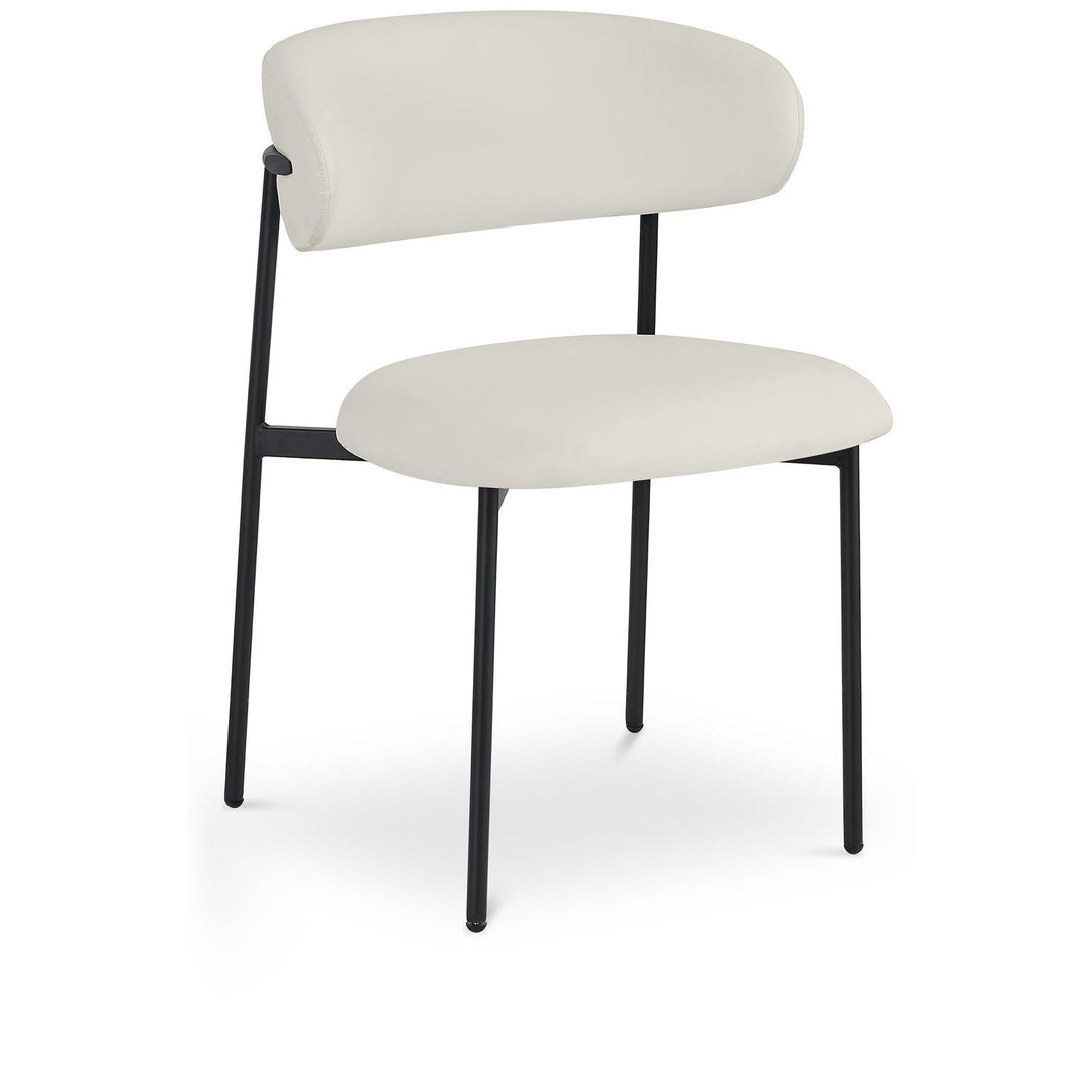Lupita Vegan Leather Upholstered Dining Chair — Off-White / Matte Black