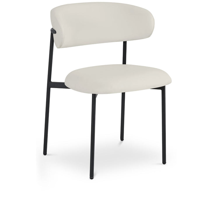 Lupita Vegan Leather Upholstered Dining Chair — Off-White / Matte Black
