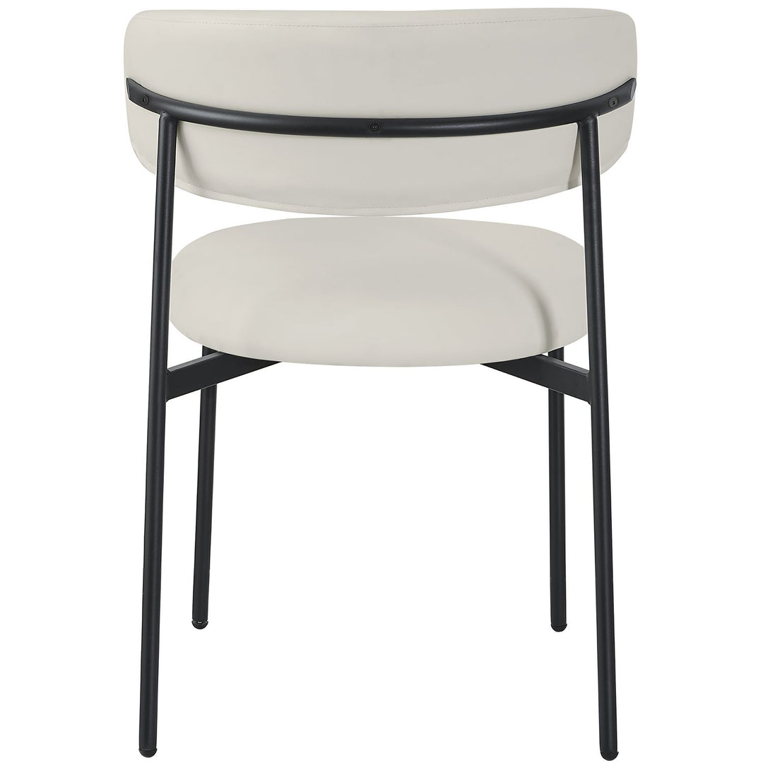 Lupita Vegan Leather Upholstered Dining Chair — Off-White / Matte Black