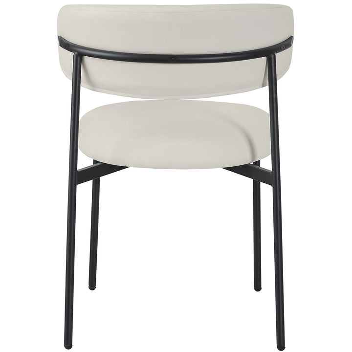 Lupita Vegan Leather Upholstered Dining Chair — Off-White / Matte Black