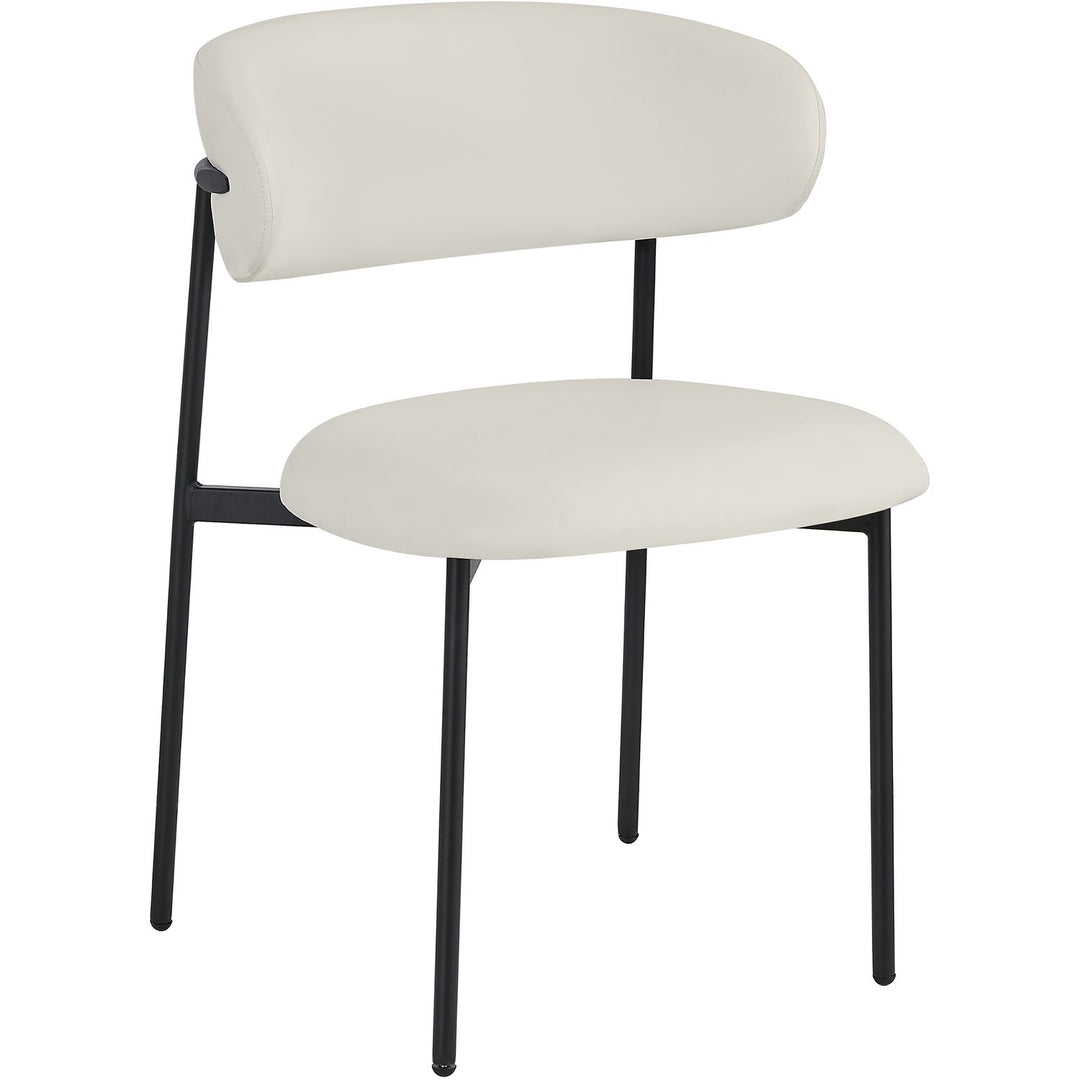 Lupita Vegan Leather Upholstered Dining Chair — Off-White / Matte Black