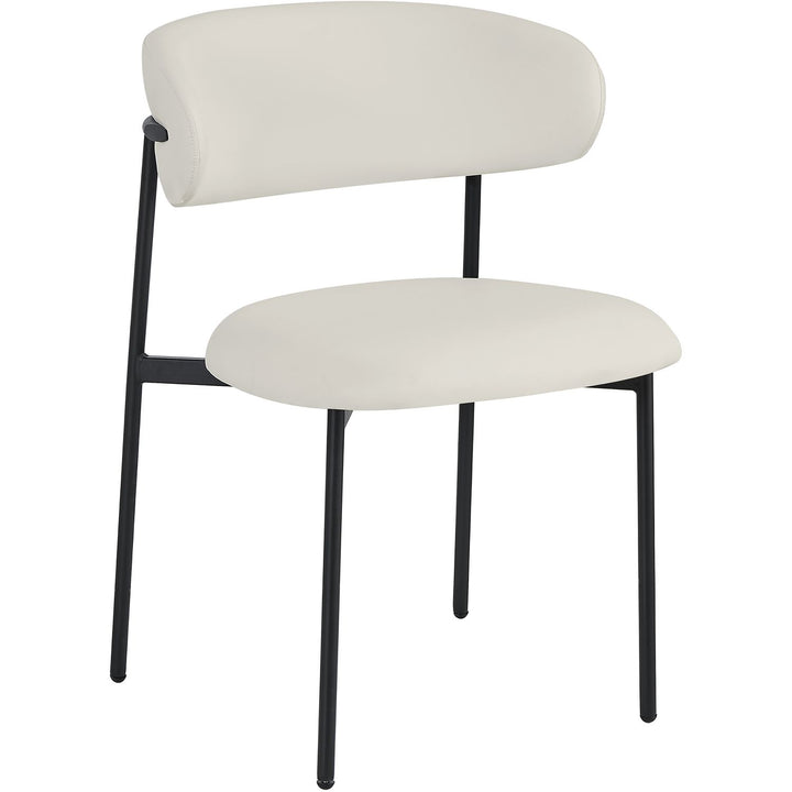 Lupita Vegan Leather Upholstered Dining Chair — Off-White / Matte Black