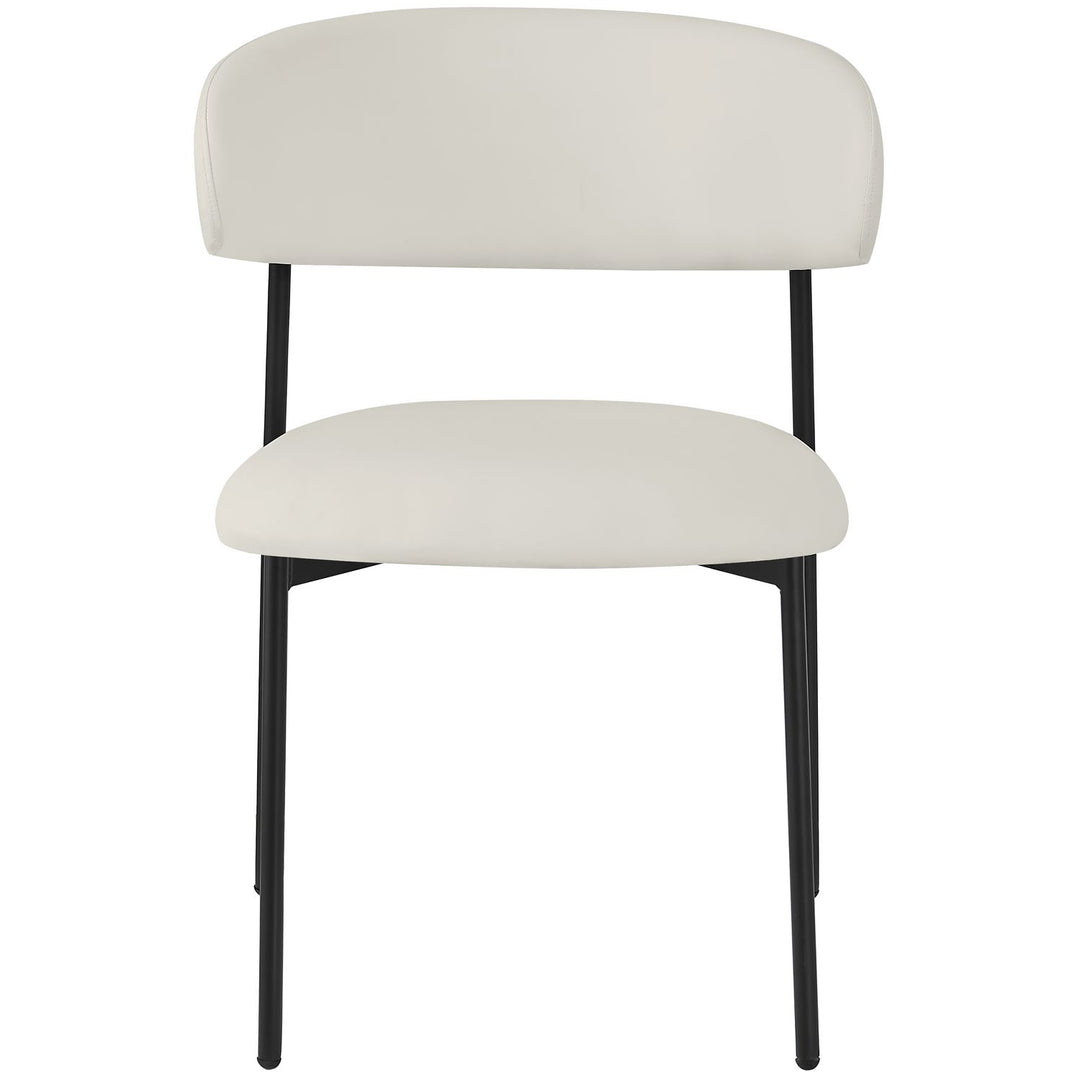 Lupita Vegan Leather Upholstered Dining Chair — Off-White / Matte Black