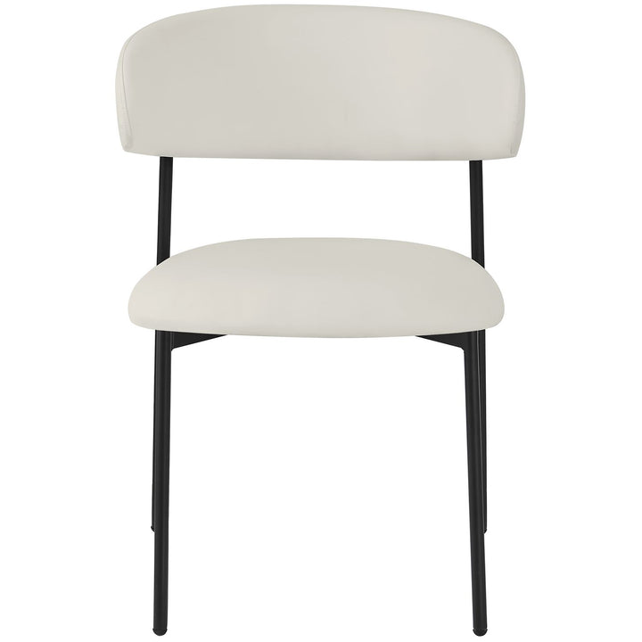 Lupita Vegan Leather Upholstered Dining Chair — Off-White / Matte Black