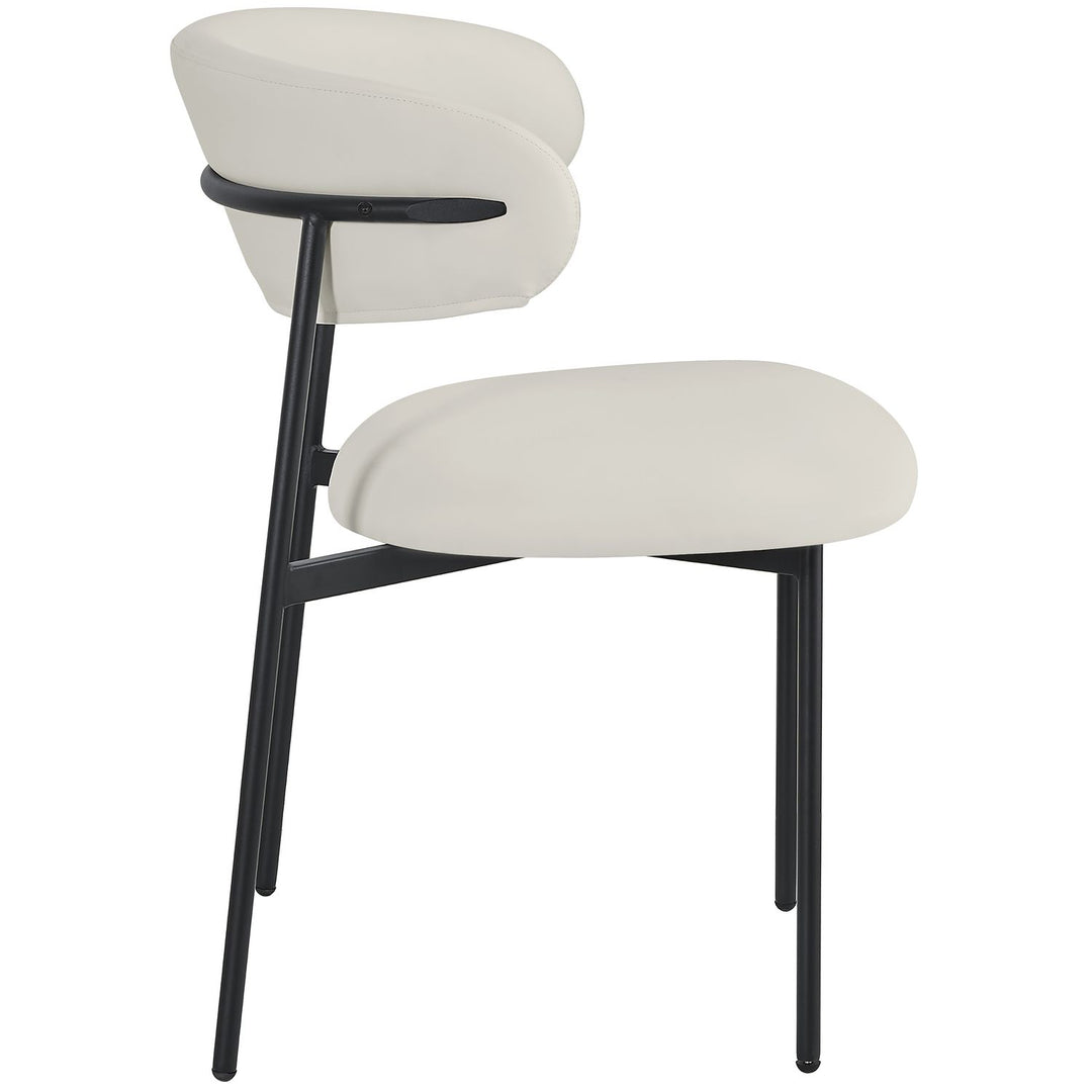 Lupita Vegan Leather Upholstered Dining Chair — Off-White / Matte Black