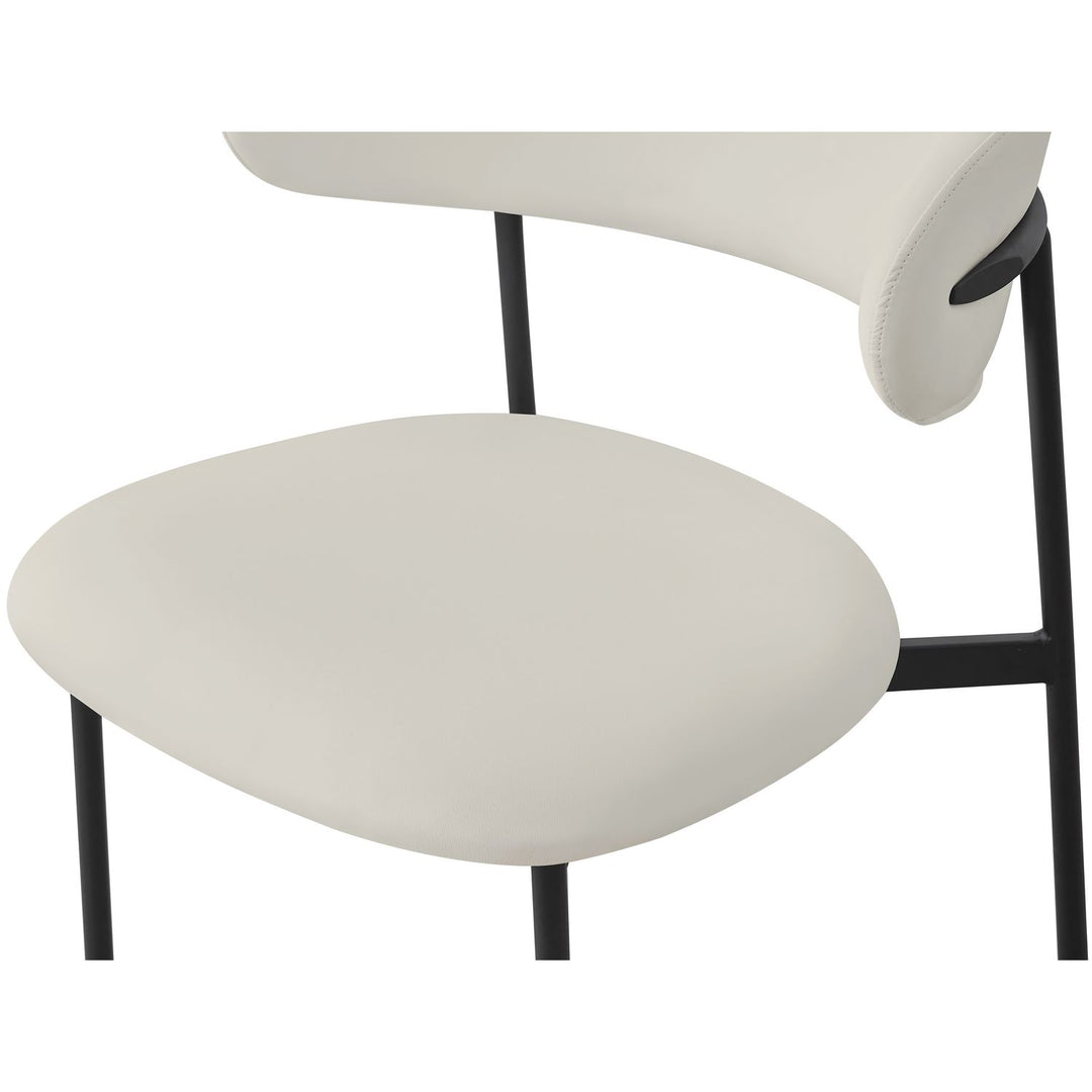 Lupita Vegan Leather Upholstered Dining Chair — Off-White / Matte Black