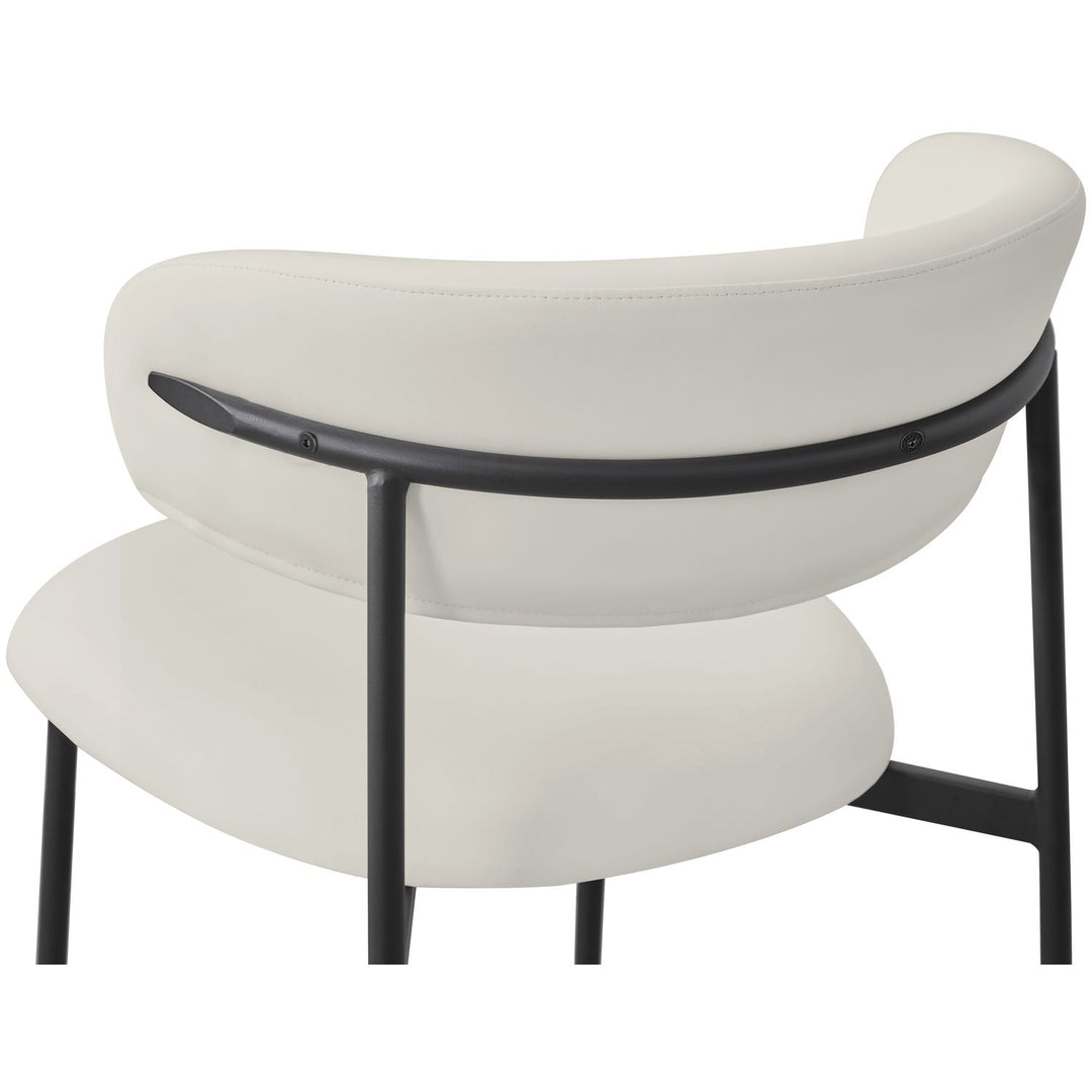 Lupita Vegan Leather Upholstered Dining Chair — Off-White / Matte Black