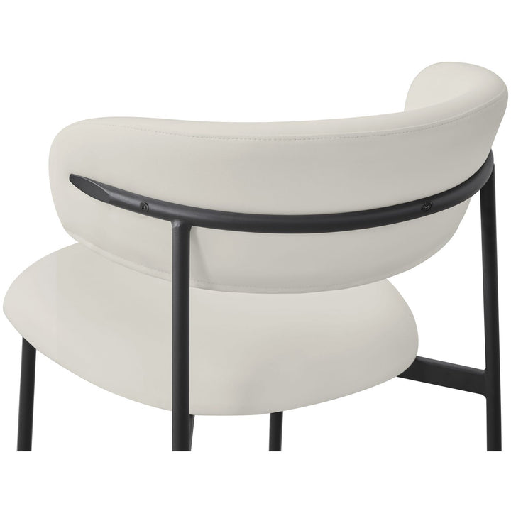 Lupita Vegan Leather Upholstered Dining Chair — Off-White / Matte Black