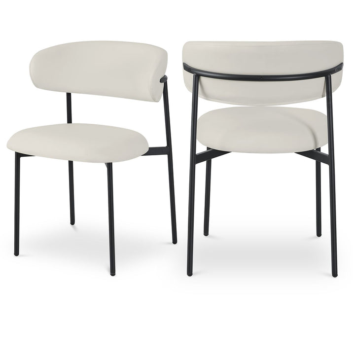 Lupita Off-White Vegan Leather Upholstered Dining Chair