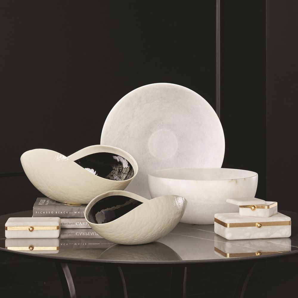 Gold Band Swivel Alabaster Box-Lg