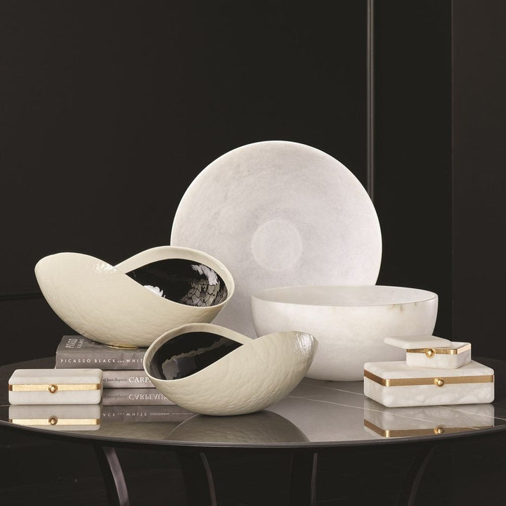 Gold Band Swivel Alabaster Box-Lg