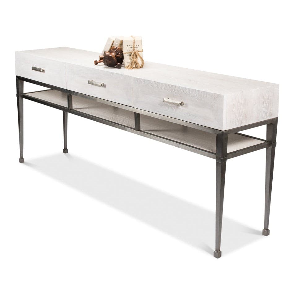 Soho Media Console, Whitewash White-SARREID-SARREID-77-122-6-Console Tables-2-France and Son