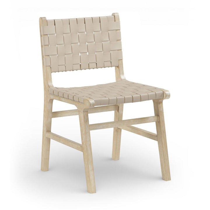 Entwine Vegan Leather Upholstered Dining Chair — Beige / Painted Natural / White Cerusing