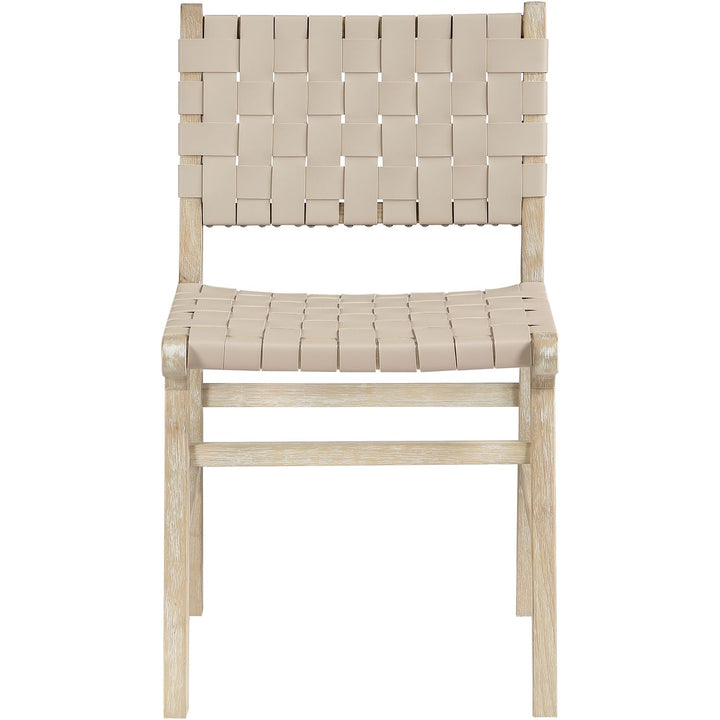 Entwine Vegan Leather Upholstered Dining Chair — Beige / Painted Natural / White Cerusing
