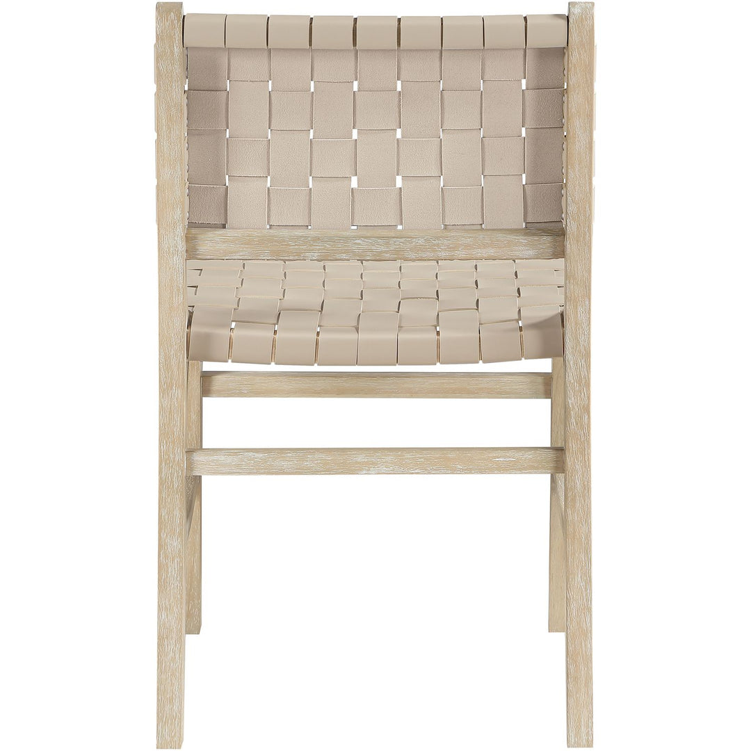 Entwine Vegan Leather Upholstered Dining Chair — Beige / Painted Natural / White Cerusing