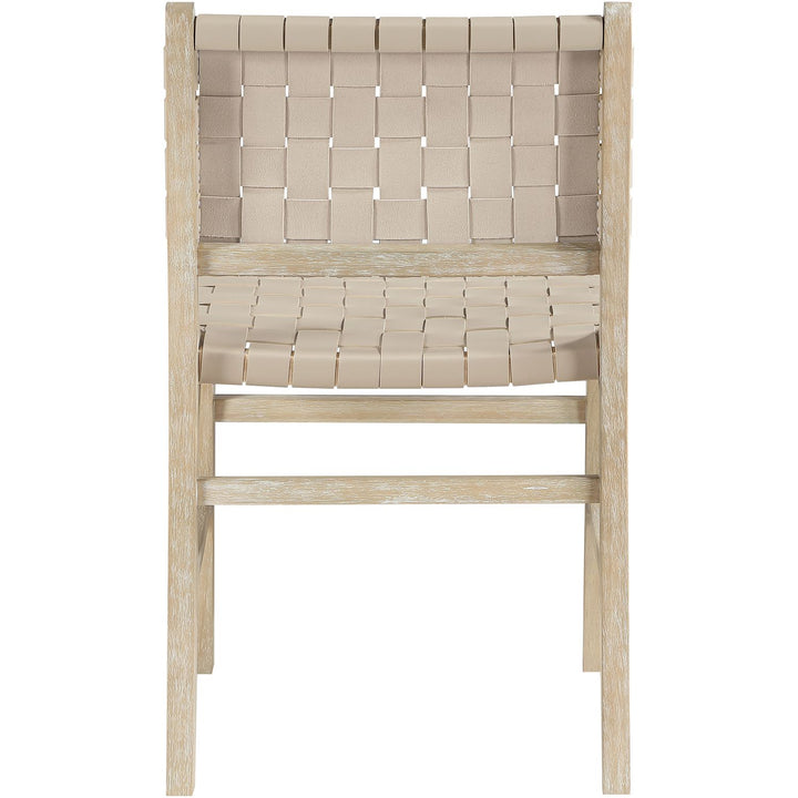 Entwine Vegan Leather Upholstered Dining Chair — Beige / Painted Natural / White Cerusing