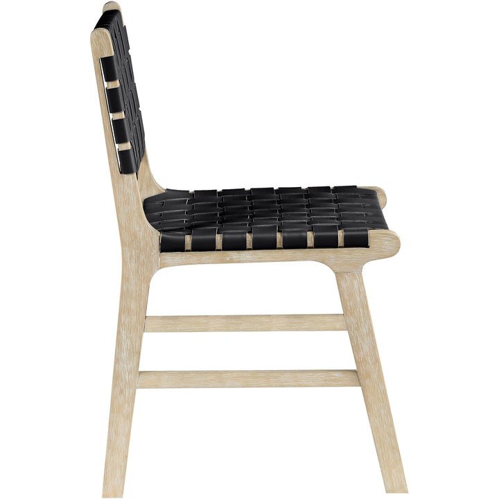 Entwine Vegan Leather Upholstered Dining Chair — Black / Painted Natural / White Cerusing