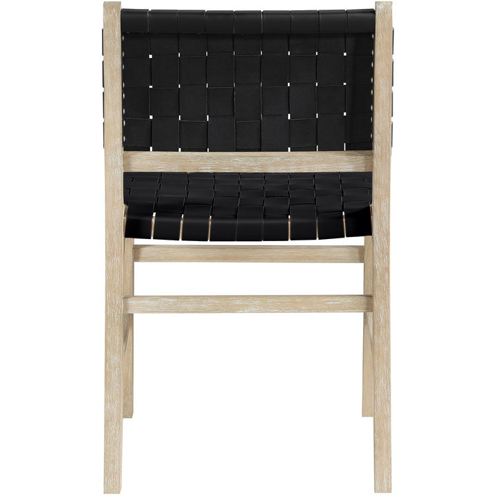 Entwine Vegan Leather Upholstered Dining Chair — Black / Painted Natural / White Cerusing