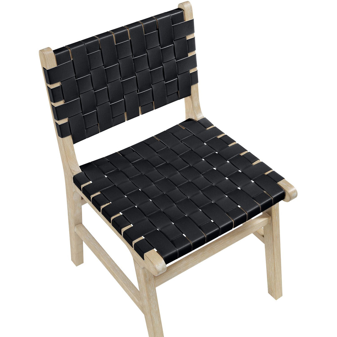 Entwine Vegan Leather Upholstered Dining Chair — Black / Painted Natural / White Cerusing