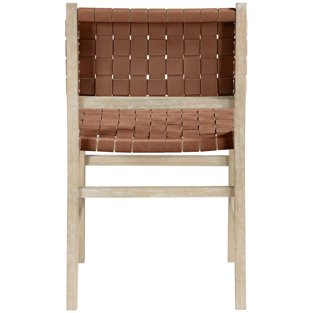 Entwine Vegan Leather Upholstered Dining Chair — Brown / Painted Natural / White Cerusing