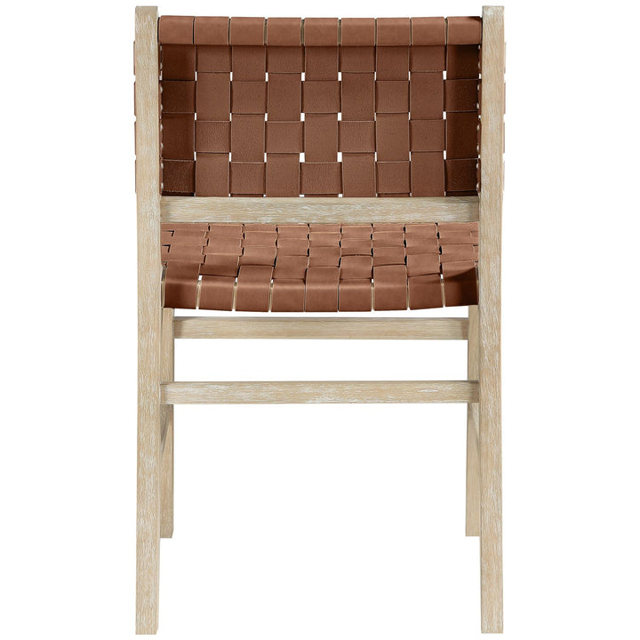 Entwine Vegan Leather Upholstered Dining Chair — Brown / Painted Natural / White Cerusing