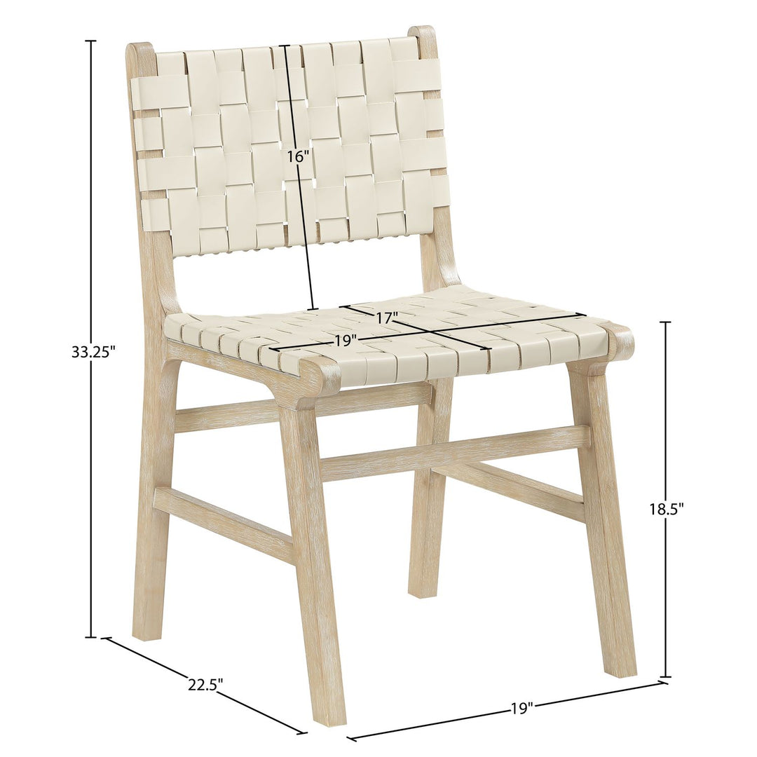 Entwine Vegan Leather Upholstered Dining Chair — Cream / Painted Natural / White Cerusing