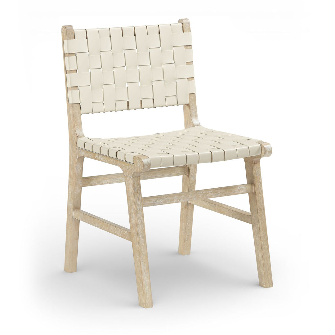 Entwine Vegan Leather Upholstered Dining Chair — Cream / Painted Natural / White Cerusing