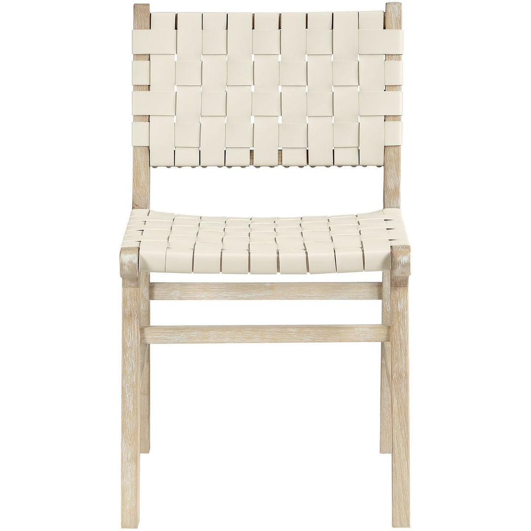 Entwine Vegan Leather Upholstered Dining Chair — Cream / Painted Natural / White Cerusing