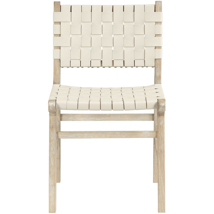 Entwine Vegan Leather Upholstered Dining Chair — Cream / Painted Natural / White Cerusing