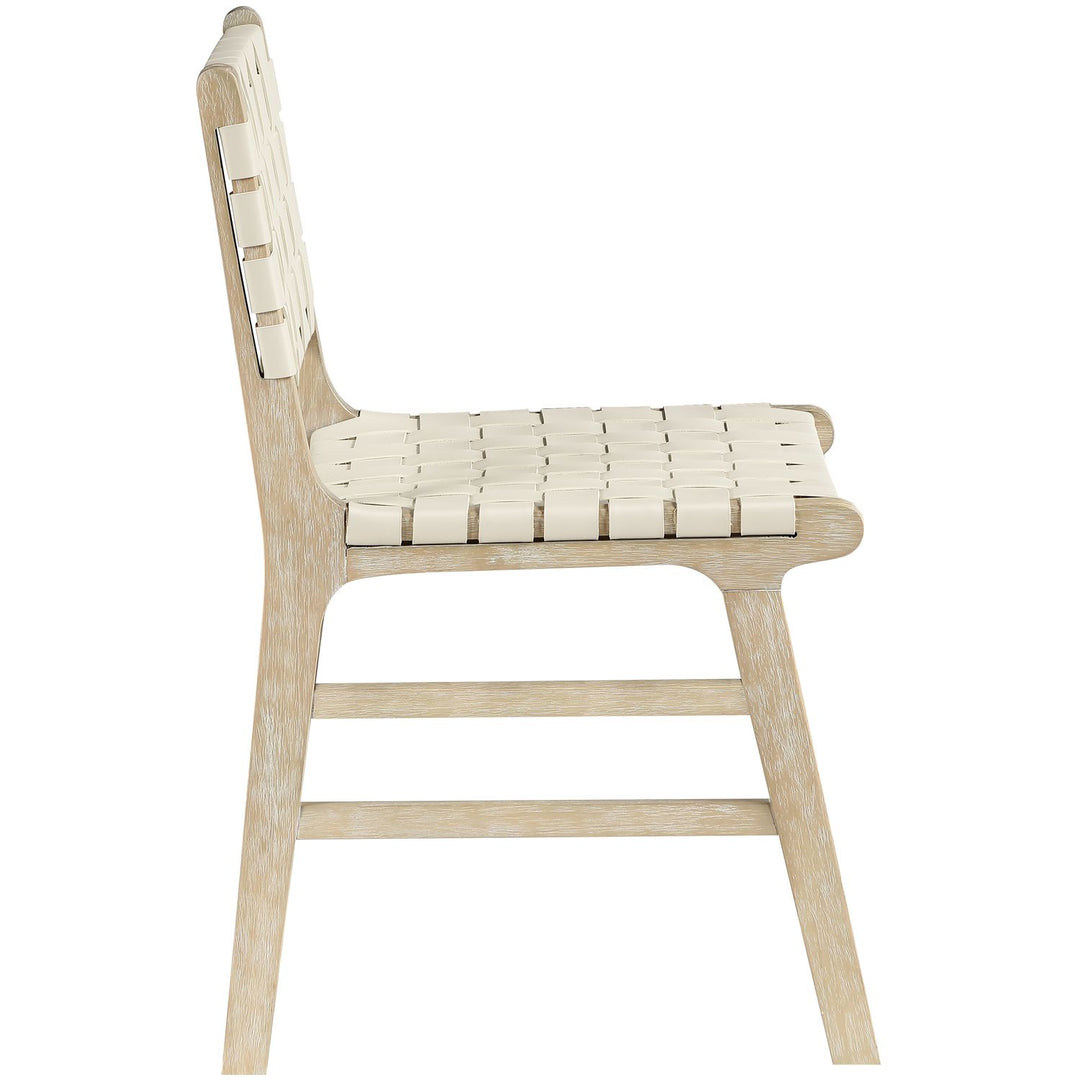Entwine Vegan Leather Upholstered Dining Chair — Cream / Painted Natural / White Cerusing
