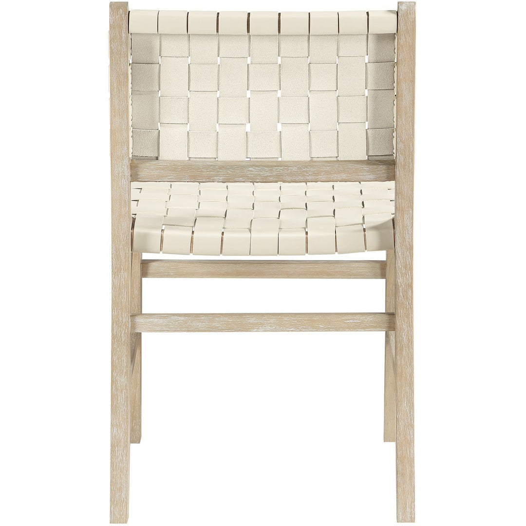 Entwine Vegan Leather Upholstered Dining Chair — Cream / Painted Natural / White Cerusing