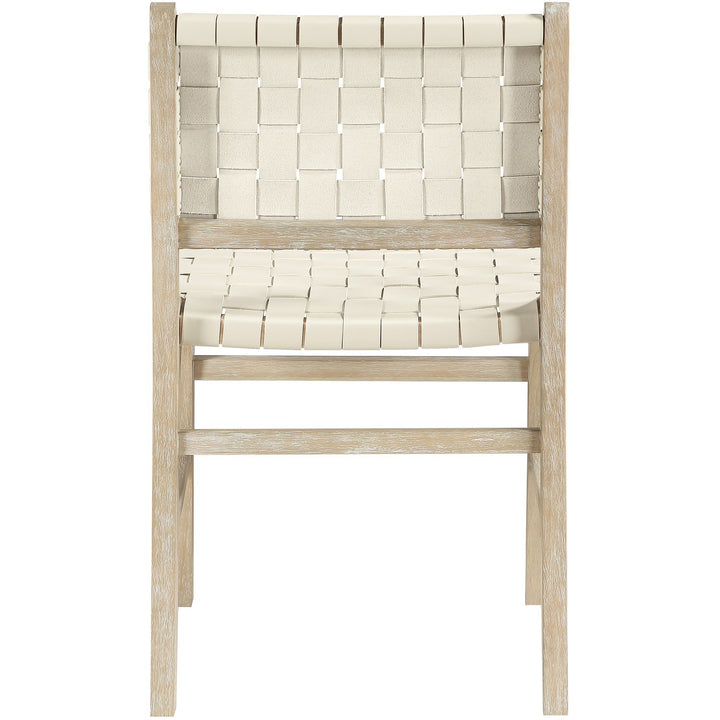 Entwine Vegan Leather Upholstered Dining Chair — Cream / Painted Natural / White Cerusing