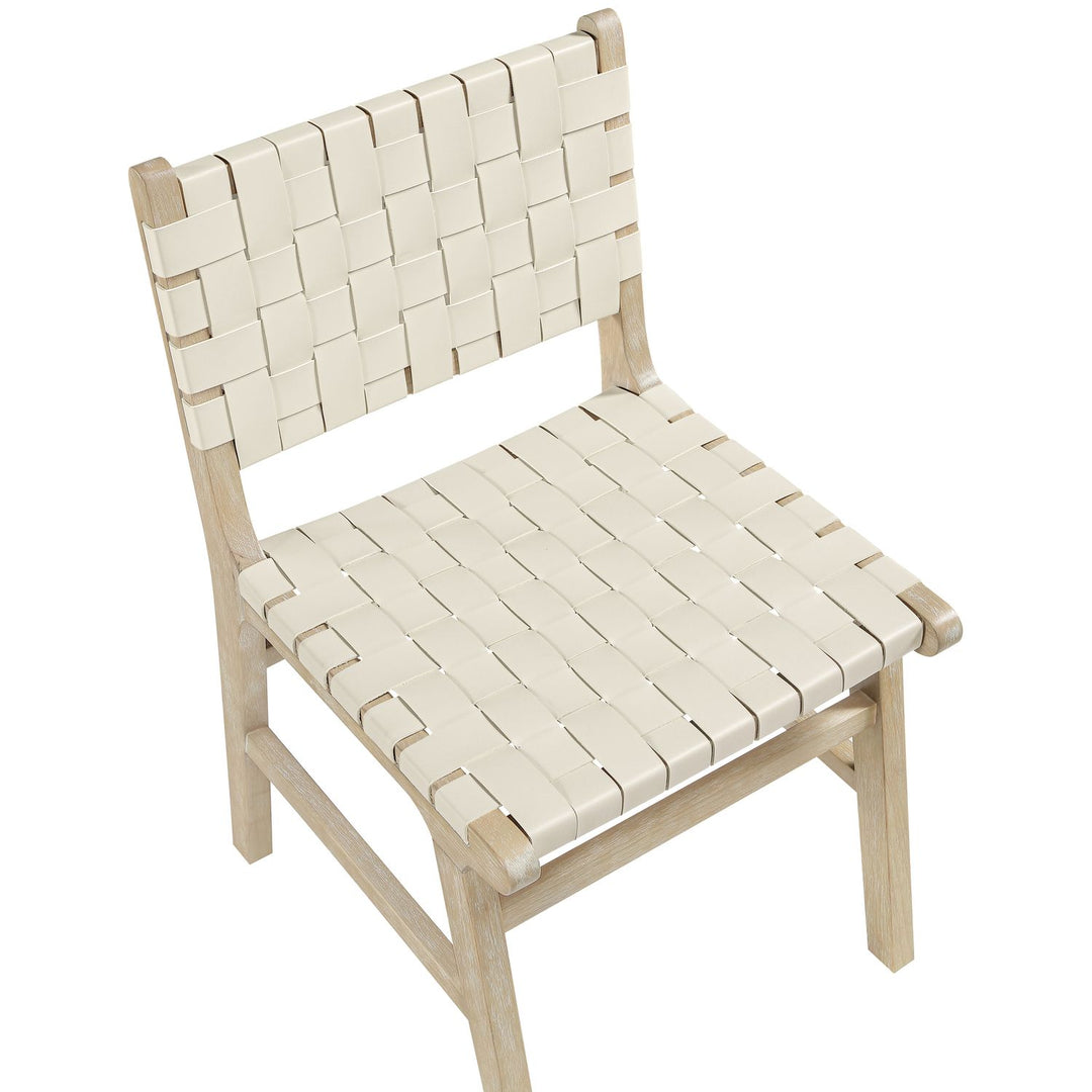 Entwine Vegan Leather Upholstered Dining Chair — Cream / Painted Natural / White Cerusing