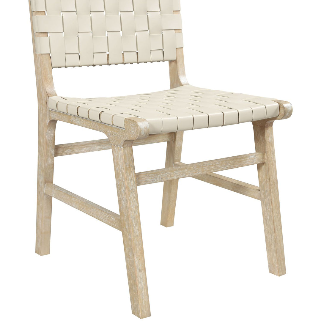 Entwine Vegan Leather Upholstered Dining Chair — Cream / Painted Natural / White Cerusing