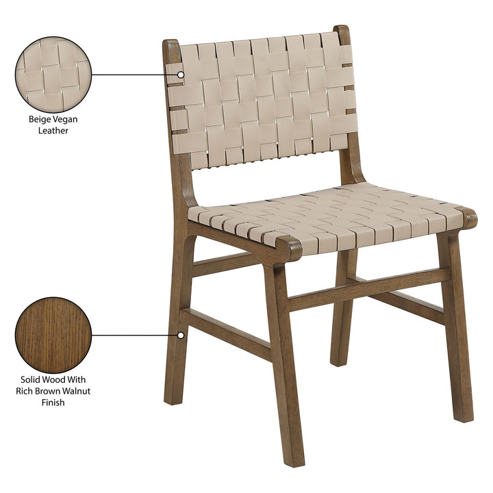 Entwine Vegan Leather Upholstered Dining Chair — Beige / Painted Brown