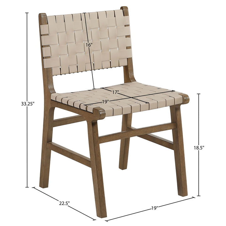 Entwine Vegan Leather Upholstered Dining Chair — Beige / Painted Brown