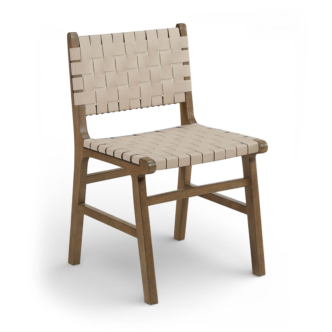 Entwine Vegan Leather Upholstered Dining Chair — Beige / Painted Brown