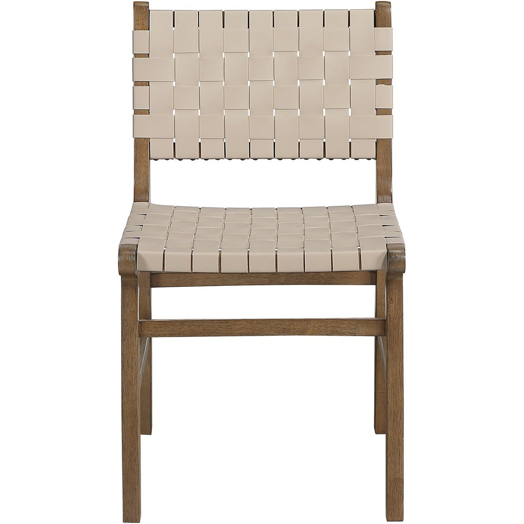 Entwine Vegan Leather Upholstered Dining Chair — Beige / Painted Brown