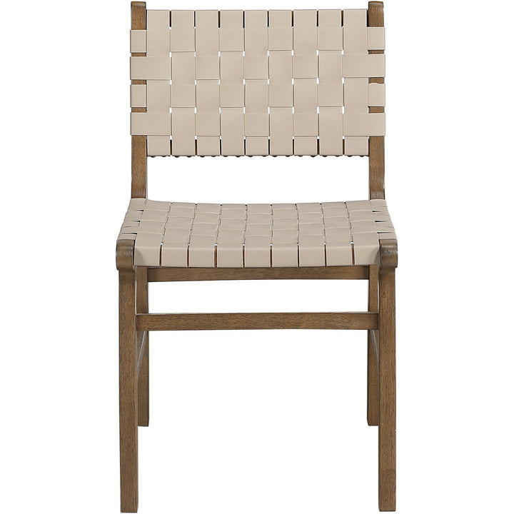 Entwine Vegan Leather Upholstered Dining Chair — Beige / Painted Brown