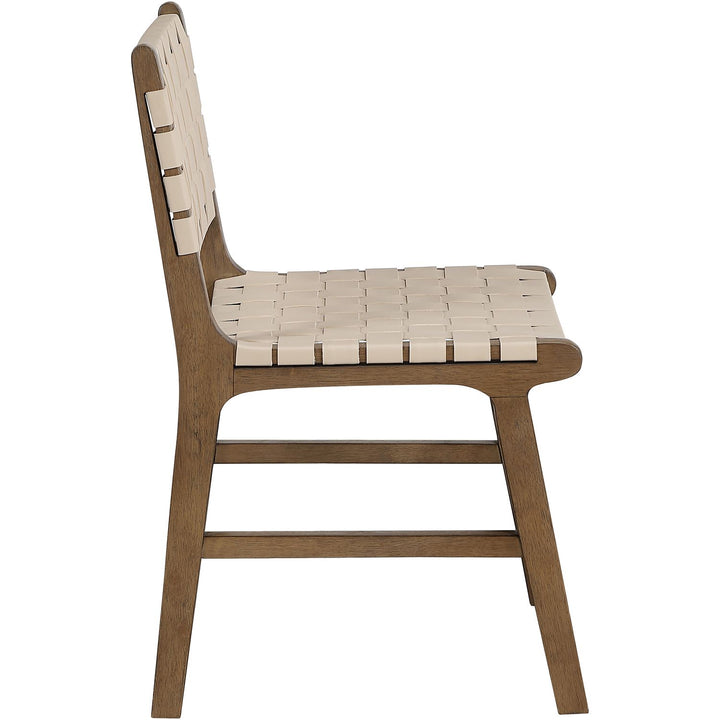 Entwine Vegan Leather Upholstered Dining Chair — Beige / Painted Brown
