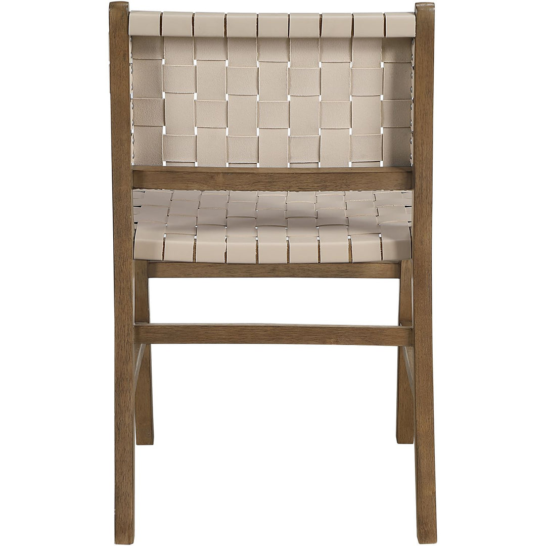 Entwine Vegan Leather Upholstered Dining Chair — Beige / Painted Brown