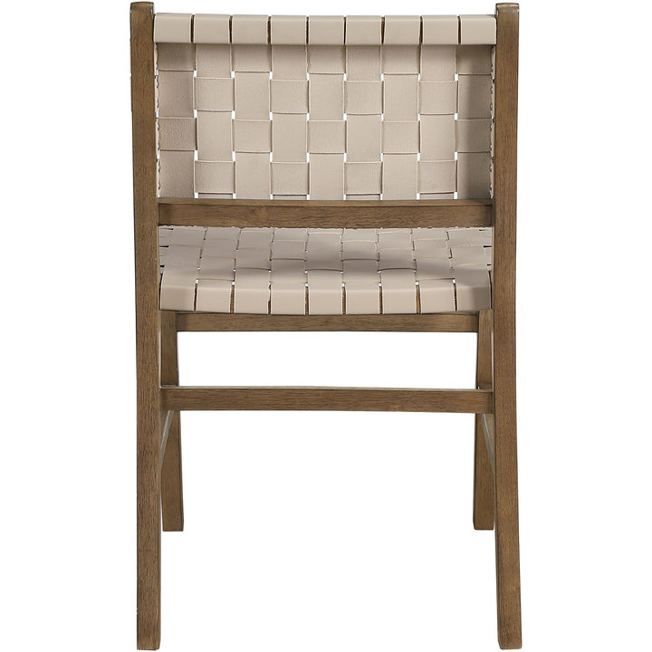 Entwine Vegan Leather Upholstered Dining Chair — Beige / Painted Brown